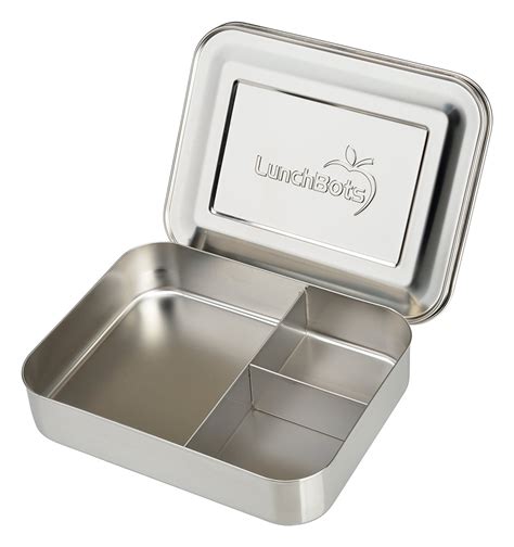 LunchBots Large Trio Stainless Steel Lunch Container 